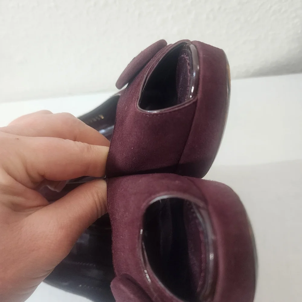 Louis Vuitton Platform Peep Toe Pumps Burgundy Suede Stiletto Heels Size 37